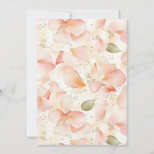 花びらとプロセッコ金ゴールドグリッターブライダルシャワー 招待状 (裏面)