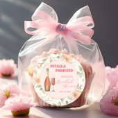 花びらとプロセッコ金ゴールドフローラブライダルシャワー ラウンドシール