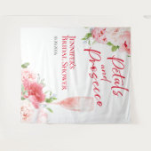 花びらとプロセッコ | ブライダルシャワーの背景 タペストリー (正面(横))