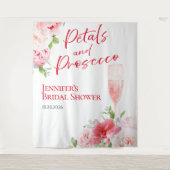 花びらとプロセッコ | ブライダルシャワーの背景 タペストリー (正面)