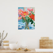 花びらとライト:テーブルトップフローラの喜び ポスター (キッチン)