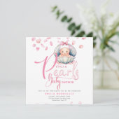 花びらと真珠ピンクベビーガールシャワー 招待状 (スタンド正面)