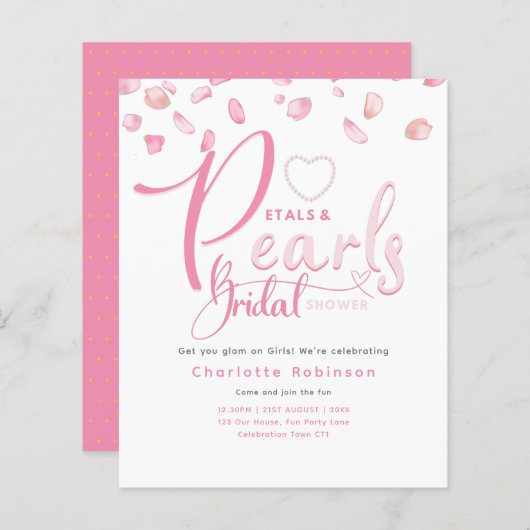 花びらとPEARLSピンクグラムシックブライダルシャワー (正面/裏面)