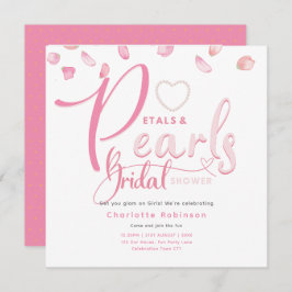 花びらとPEARLSピンクグラムシックブライダルシャワー 招待状