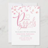 花びらとPEARLSピンクグラムシックブライダルシャワー 招待状 (正面)