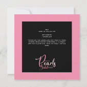 花びらとPEARLSピンクブラックシックブライダルシャワー 招待状 (裏面)
