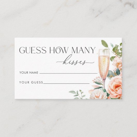 花びらとProseccoはいくつのキスを推測 エンクロージャーカード (正面)