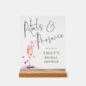 花びらとProseccoへようこそブライダルシャワー アクリルサイン (正面)