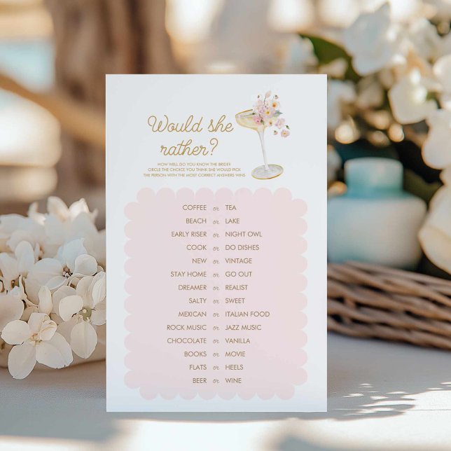 花びらとProseccoむしろシャワーゲーム (Would she rather Bridal shower game)