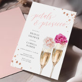 花びらとProseccoスクリプト赤面ブライダルシャワー 招待状