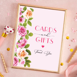 花びらとProseccoピンクのフローラカードとギフト ポスター