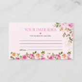 花びらとproseccoフローラピンク日付夜アイディア エンクロージャーカード (正面)