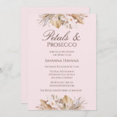 花びらとProseccoブライダルシャワーの招待 招待状 (正面/裏面)