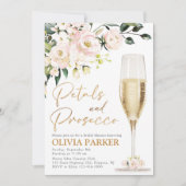 花びらとProseccoブライダルシャワー招待金ゴールド 招待状 (正面)