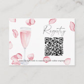 花びらとProsecco QRコードブライダルシャワーレジストリ エンクロージャーカード (正面)