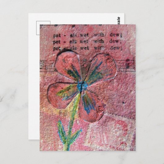 花びらに露花混合媒体コラージュを濡らす ポストカード (正面/裏面)