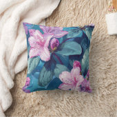 花びらのある紫色のシャクナゲ花 クッション (ブランケット)