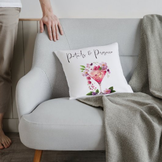 花びらのプロセッコ ピンクの花のウェルカム ブライズシャワー クッション