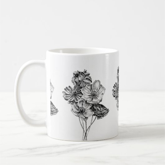 花びらのラインとコーヒータイム コーヒーマグカップ (左)
