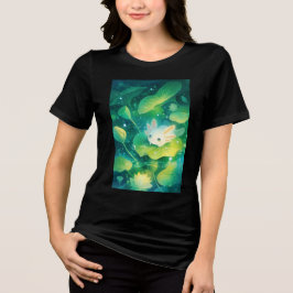 花びらの牧草地のウーパールーパの秘密の池 トライブレンドＴシャツ