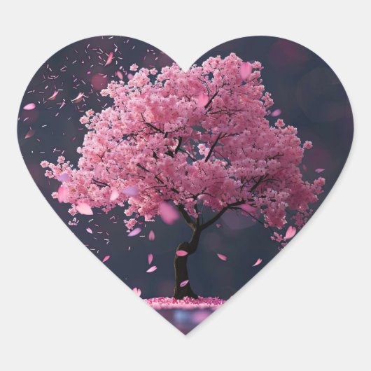 花びらの花の木から落下 ハートシール (正面)