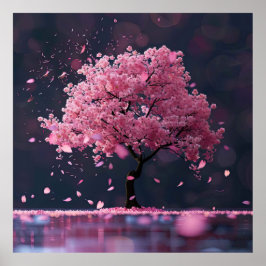 花びらの花の木から落下 ポスター