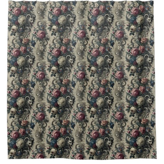 花びらの装飾 – ゴシック様式のバロック シャワーカーテン (正面)