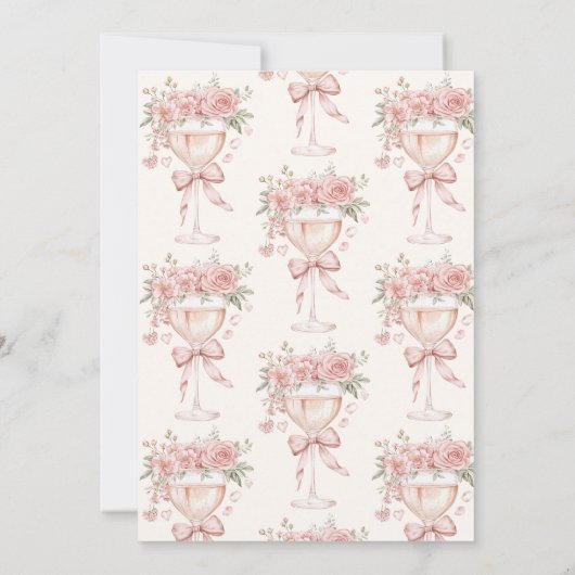 花びらアンドプロセッコピンクガーデンブライダルシャワー 招待状 (裏面)