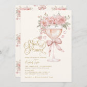 花びらアンドプロセッコピンクガーデンブライダルシャワー 招待状 (正面/裏面)