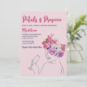 花びらアンドプロセッコピンクフローラブライダルシャワー 招待状 (スタンド正面)