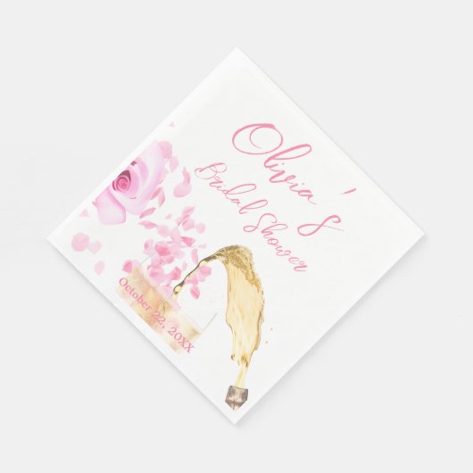 花びらアンドプロセッコブライダルシャワーナプキンス スタンダードランチョンナプキン (角)