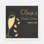 花びらアンドプロセッコブラックブライダルシャワーナプキンス スタンダードランチョンナプキン (正面)