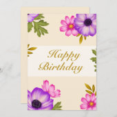 花びらイン調和- Anemone and Cosmos誕生日 シーズンカード (正面/裏面)
