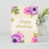 花びらイン調和- Anemone and Cosmos誕生日 シーズンカード (スタンド正面)