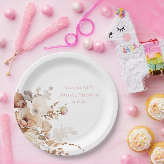 花びらエレガントとプロセッコフローラブライダルシャワー ペーパープレート (パーティー)