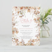 花びらエレガントとプロセッコフローラブライダルシャワー 招待状 (スタンド正面)
