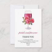 花びらエレガントとプロセッコブライダルシャワー サンキューカード (正面)
