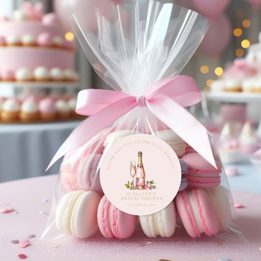 花びらエレガントとプロセッコブライダルシャワー ラウンドシール