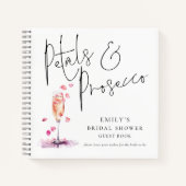 花びらスエレガントプロセッコブライダルシャワーゲストブック ノートブック (正面)