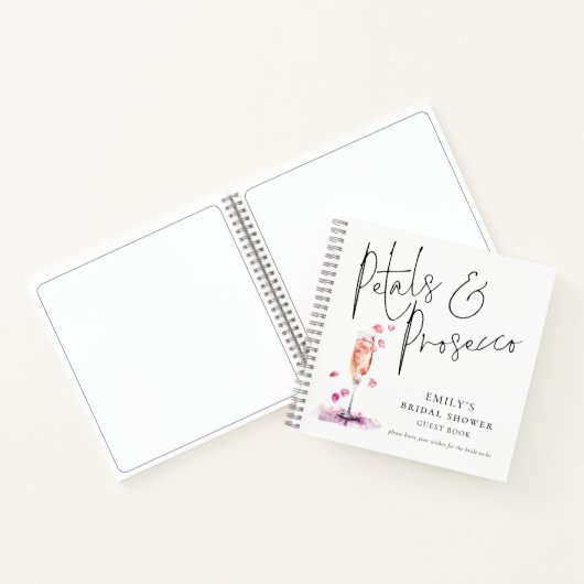 花びらスエレガントプロセッコブライダルシャワーゲストブック ノートブック (内部)