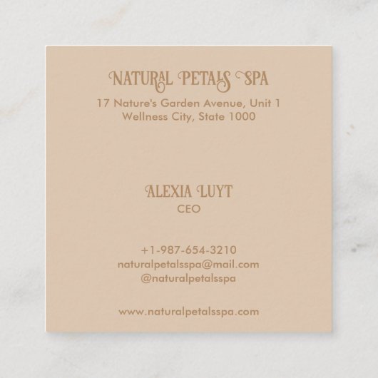 花びらバススパ名刺 スクエア名刺 (裏面)