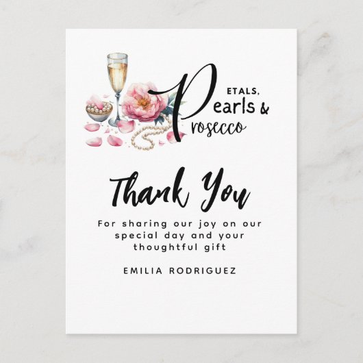花びらパールスプロセッコウィビズブライダルシャワー ポストカード (正面)