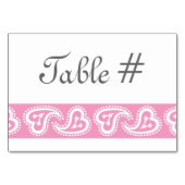 花びらピンクのテーブルカードの甘いペイズリーハート テーブルナンバー (裏面)