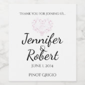 花びらピンクのワインラベルで任意の言語で愛 ワインラベル (シングルラベル)