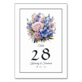 花びらピンク、コーンフラワーブルー&モーブパープル結婚ズ テーブルナンバー (裏面)