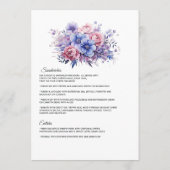 花びらピンク、コーンフラワーブルー&モーブパープル結婚ズ メニュー (裏面)