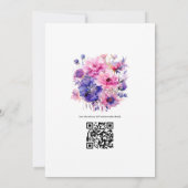 花びらピンク、コーンフラワーブルー&モーヴフローラ結婚ズ 招待状 (裏面)