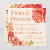 花びらプロセコエレガントフローラブライダルシャワー 招待状 (正面/裏面)