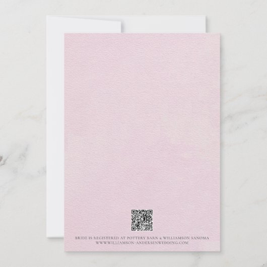 花びらプロセッコウォーターカラーフローラブライダルシャワー 招待状 (裏面)