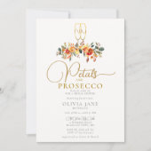 花びらプロセッコオータム金ゴールド秋ブライダルシャワー 招待状 (正面)